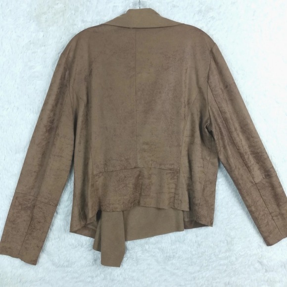 A.N.A Womens Blazer Jacket Moto Faux Leather Brown Mottled Zip Asymmetrical‎ XL - Picture 2 of 12